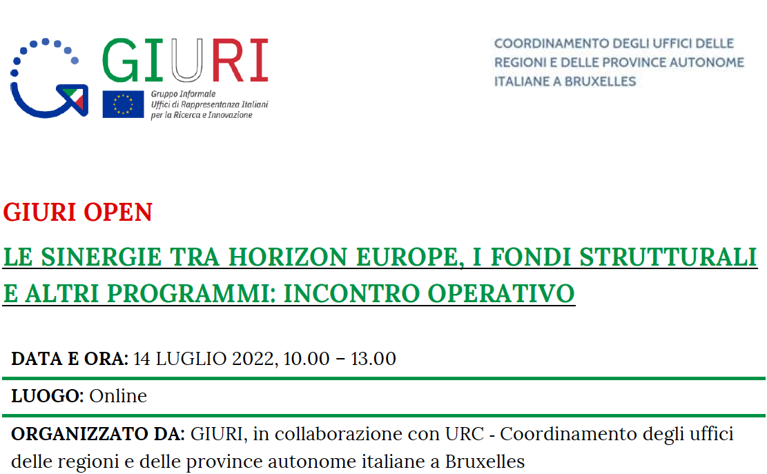 Le sinergie tra Horizon Europe, i Fondi strutturali e altri programmi: incontro operativo